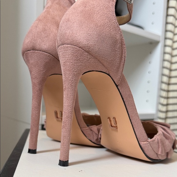 Dusty rose Ruffled Blush Heels - Picture 4 of 6